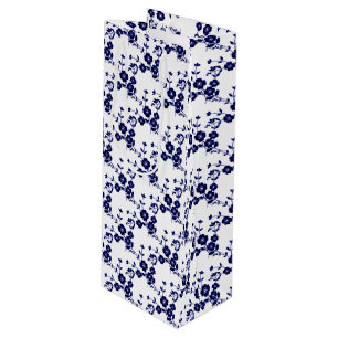 Sac Cadeau Pour Bouteille Spray Floral Style 1, Sac-CADEAU Bleu-Blanc