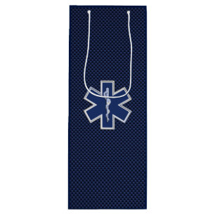 Sac Cadeau Pour Bouteille Star of Life Paramedic Carbon Fibre Style