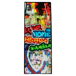 Sac Cadeau Pour Bouteille Streetart Graffiti Amour Maison Cœur Coloré Funky