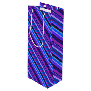 Sac Cadeau Pour Bouteille stripes en bleu et purple