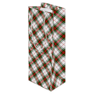 Sac Cadeau Pour Bouteille Stuart / Stewart tartan blanc rouge vert plaid