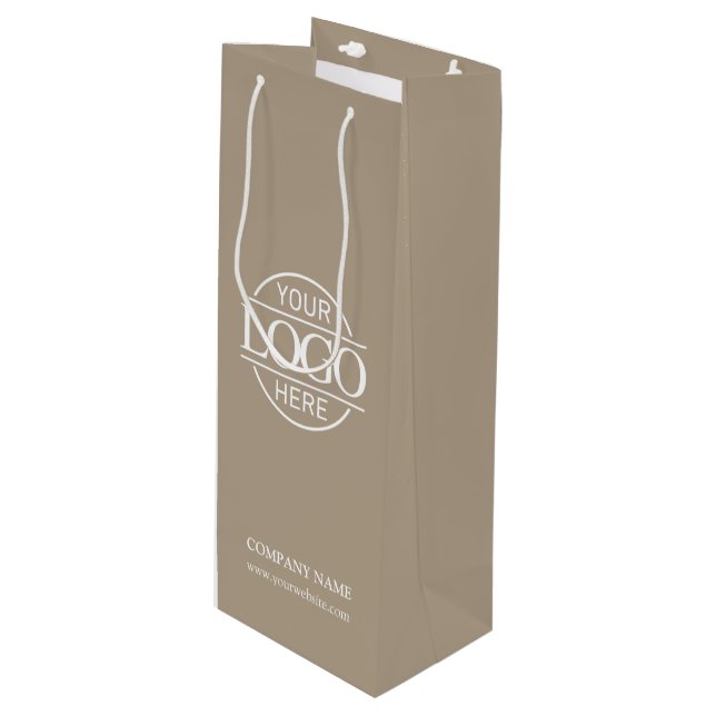 Sac Cadeau Pour Bouteille Style Simple Taupe Beige Entreprise Logo d'affaire (Devant Angle)