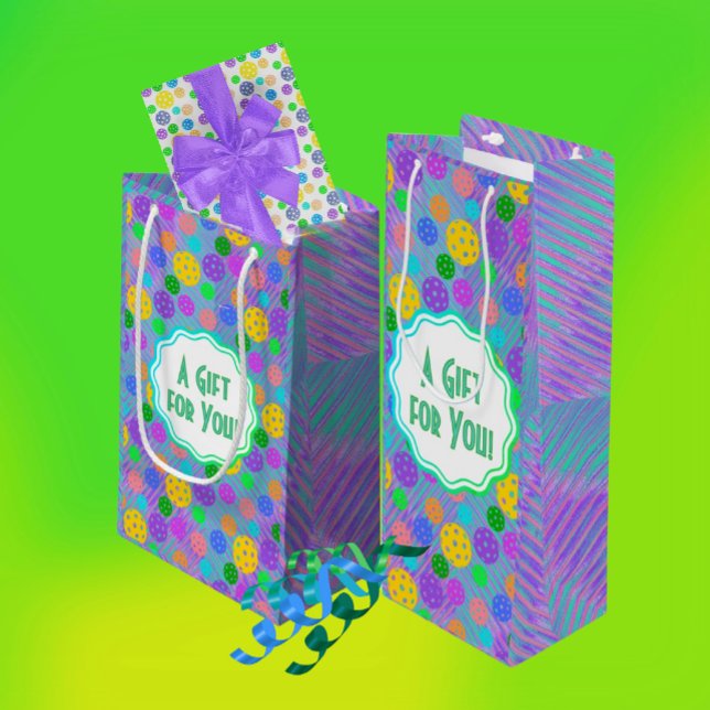 Sac Cadeau Pour Bouteille Super Fun Pickleball Pop Art personnalisé (Available in 3 sizes. Personalize it!)