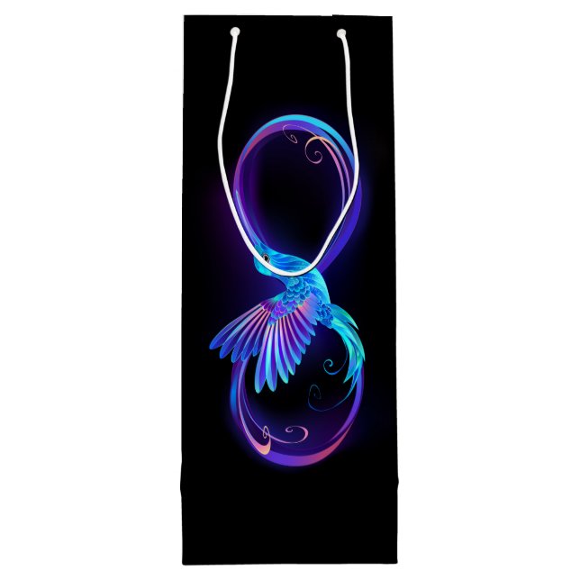 Sac Cadeau Pour Bouteille Symbole de Neon Infinity par Glowing Hummingbird (Dos)