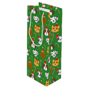 Sac Cadeau Pour Bouteille Sympa Chien de Noël Motif
