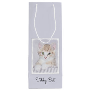 Sac Cadeau Pour Bouteille Tabby Orange Kitten Peinture - Art Chat original