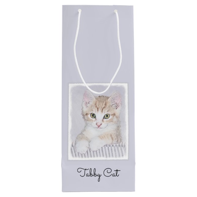 Sac Cadeau Pour Bouteille Tabby Orange Kitten Peinture - Art Chat original (Dos)
