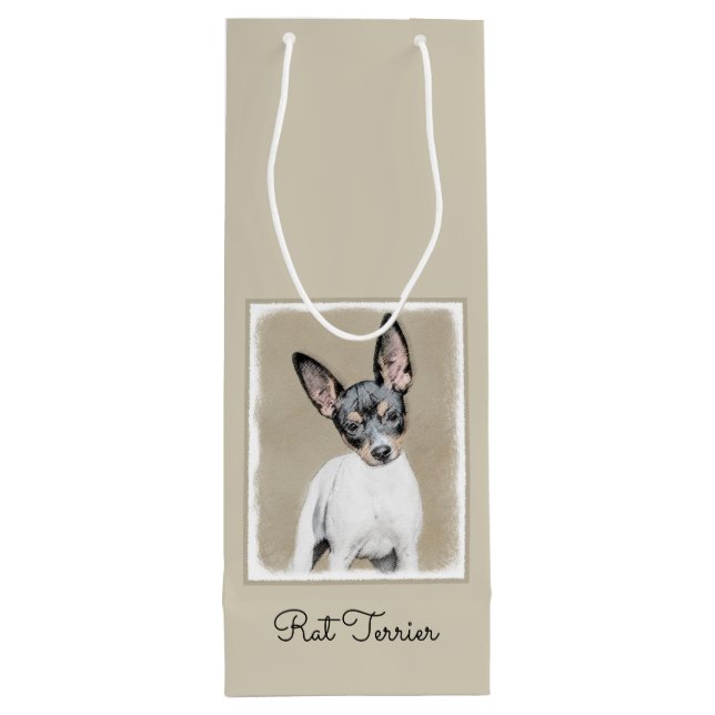 Sac Cadeau Pour Bouteille Tableau Rat Terrier - Cute Original Chien Art (Dos)