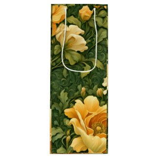 Sac Cadeau Pour Bouteille Tapisserie Florale Dorée