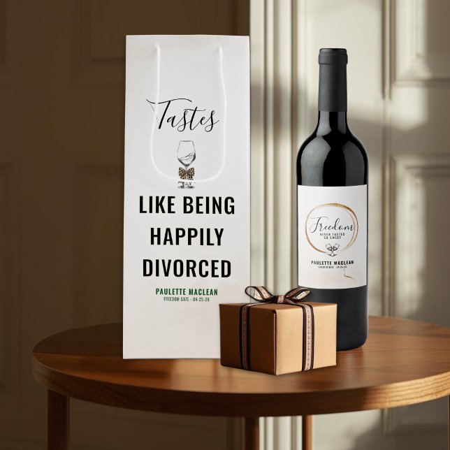 Sac Cadeau Pour Bouteille Tastes Like Being Happily Divorced Wine Gift Bag (Divorce Theme Wine Bottle Gift Bag)