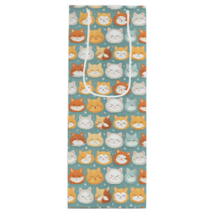 Sac Cadeau Pour Bouteille Têtes de chat à tête blanche