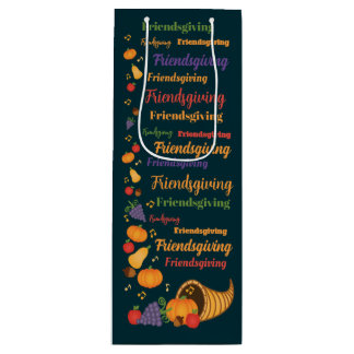 Sac Cadeau Pour Bouteille Texte Coloré Cornucopia Friendsgiving Party