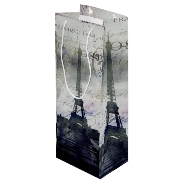 Sac Cadeau Pour Bouteille Texured Paris en lavande (Dos Angle)