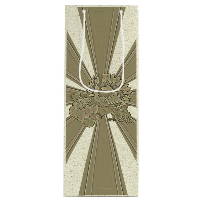 Sac Cadeau Pour Bouteille Thanksgiving Turquie sculpté - (Devant)