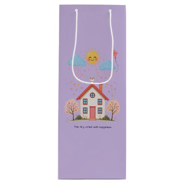 Sac Cadeau Pour Bouteille The sky cried with happiness (Devant)