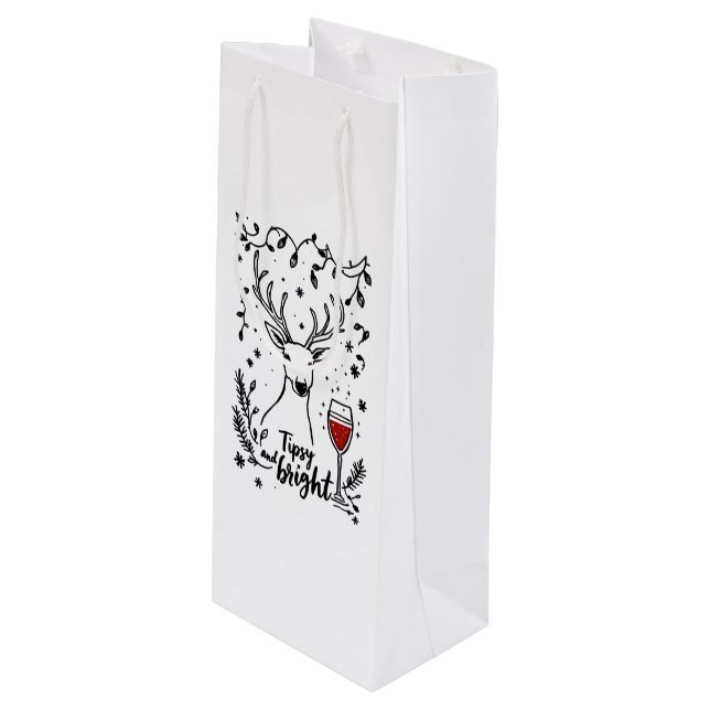 Sac Cadeau Pour Bouteille Tipsy et Bright Deer (Devant Angle)