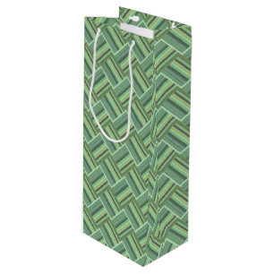 Sac Cadeau Pour Bouteille Tissage de bandes vert olive