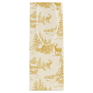 Sac Cadeau Pour Bouteille toile de cerf doré
