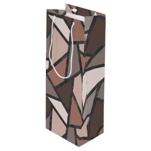 Sac Cadeau Pour Bouteille Tons de motif en vitrail marron