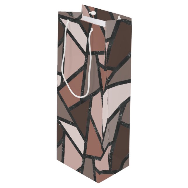 Sac Cadeau Pour Bouteille Tons de motif en vitrail marron (Devant Angle)