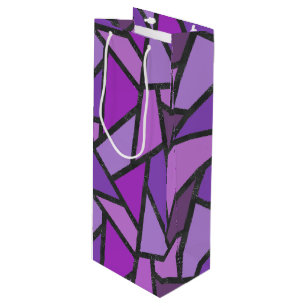 Sac Cadeau Pour Bouteille Tons de vitrail violet motif