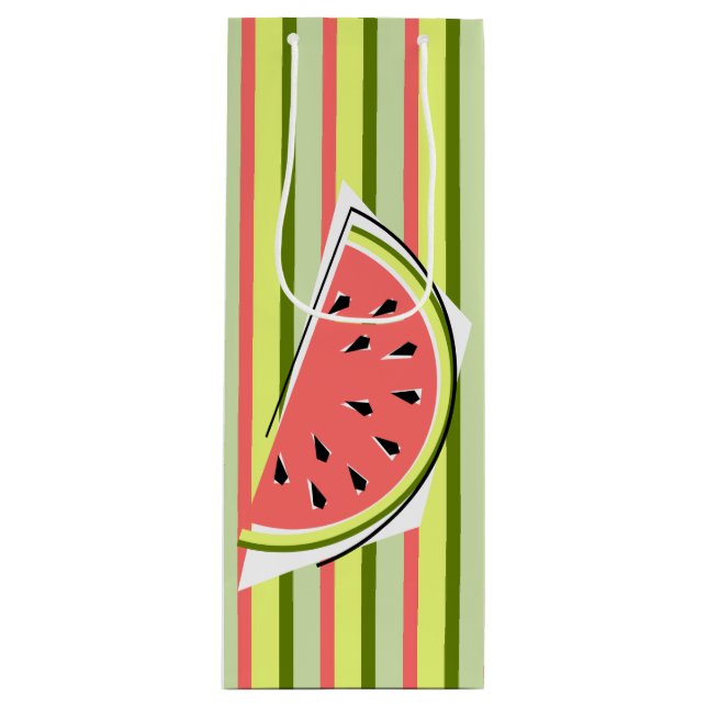 Sac Cadeau Pour Bouteille Tranche de pastèque rayée classique (Devant)