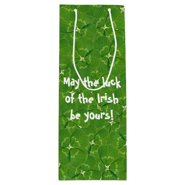 Sac Cadeau Pour Bouteille Trèfles de chance irlandais (Devant)