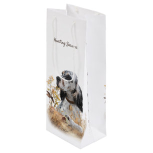 Sac Cadeau Pour Bouteille Tri Couleur Anglais Setter Art, chasse en bois