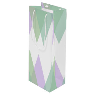 Sac Cadeau Pour Bouteille Triangles vert et lilas