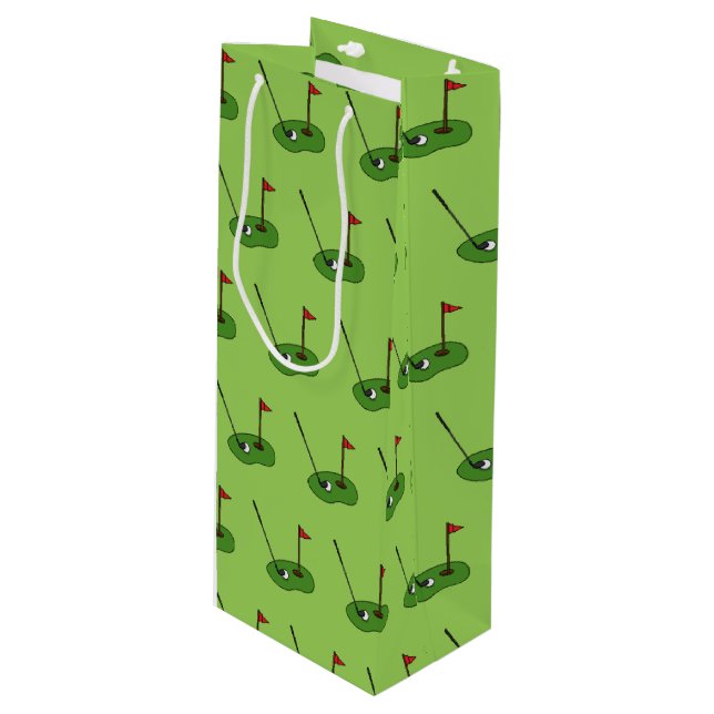 Sac Cadeau Pour Bouteille Trou de golf avec Motif Drapeau (Devant Angle)