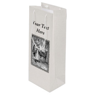 Sac Cadeau Pour Bouteille Trou vintage blanc à équitation encadré