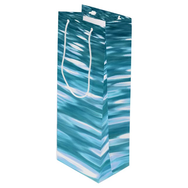 Sac Cadeau Pour Bouteille Turquoise shimmer (Devant Angle)