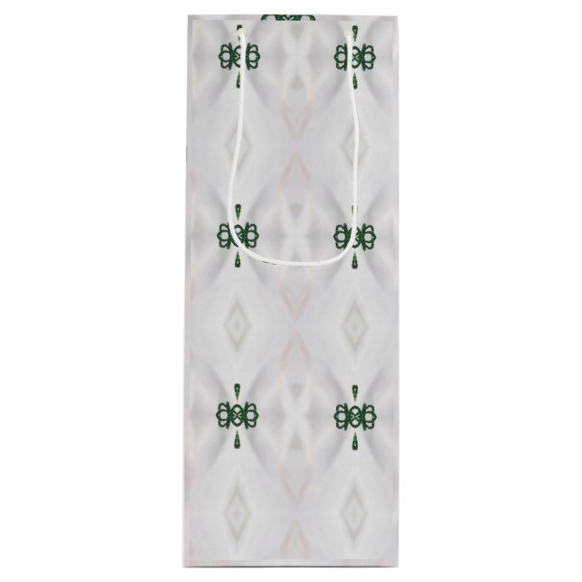 Sac Cadeau Pour Bouteille Un Motif de neige blanche et de ruban de Noël (Devant)