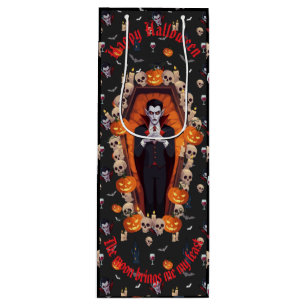 Sac Cadeau Pour Bouteille 🧛 ‍ ♂️ Vampire gothique Halloween Black Cadeau sa