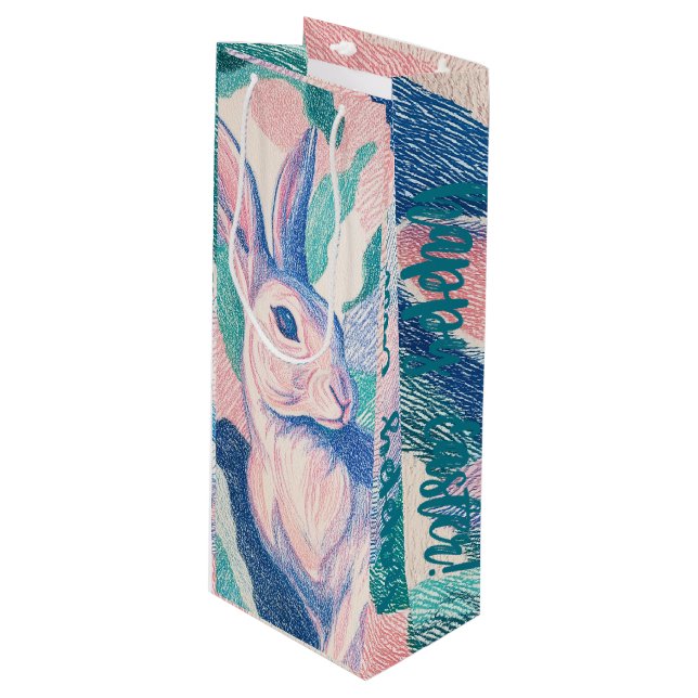 Sac Cadeau Pour Bouteille VERNAL Illustrated Easter Treat Gift Bag (Devant Angle)