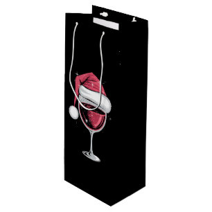 Sac Cadeau Pour Bouteille Verre à vin rouge Noël drôle de Noël Xmas