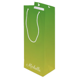 Sac Cadeau Pour Bouteille Vert et jaune foncé personnalisé