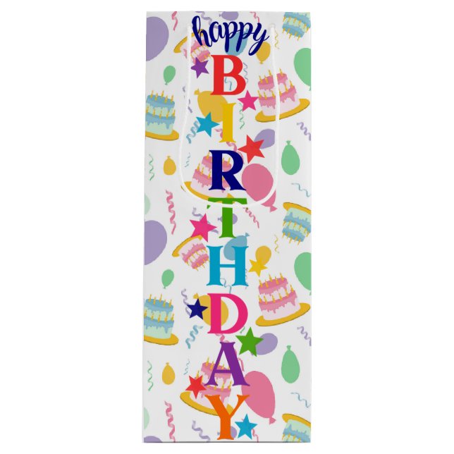 Sac Cadeau Pour Bouteille Vin d'anniversaire (Devant)
