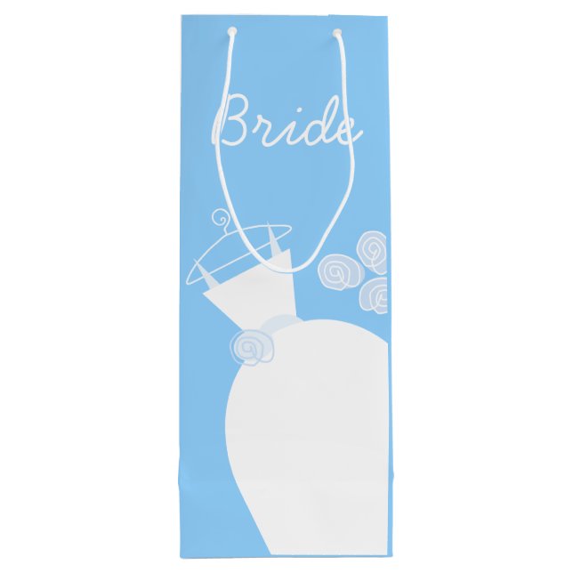 Sac Cadeau Pour Bouteille Vin mariage Gown Blue Bride (Dos)
