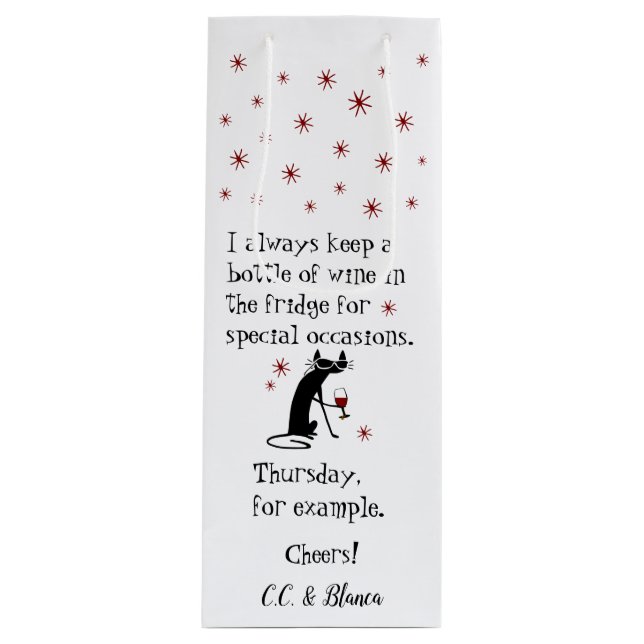 Sac Cadeau Pour Bouteille Vin pour des occasions spéciales Drôle Chat (Devant)