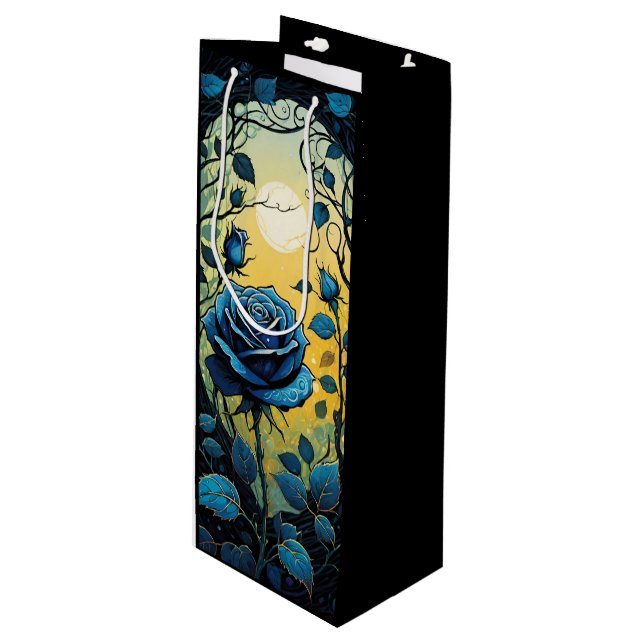 Sac Cadeau Pour Bouteille Vins Roses bleus 2 (Devant Angle)