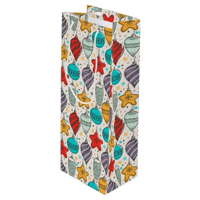 Sac Cadeau Pour Bouteille Vintage Arbre de Noël (Devant Angle)