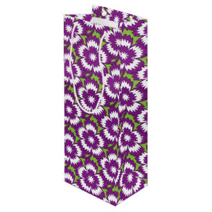 Sac Cadeau Pour Bouteille Vintage fleuri violet Dianthus Barbatus motif
