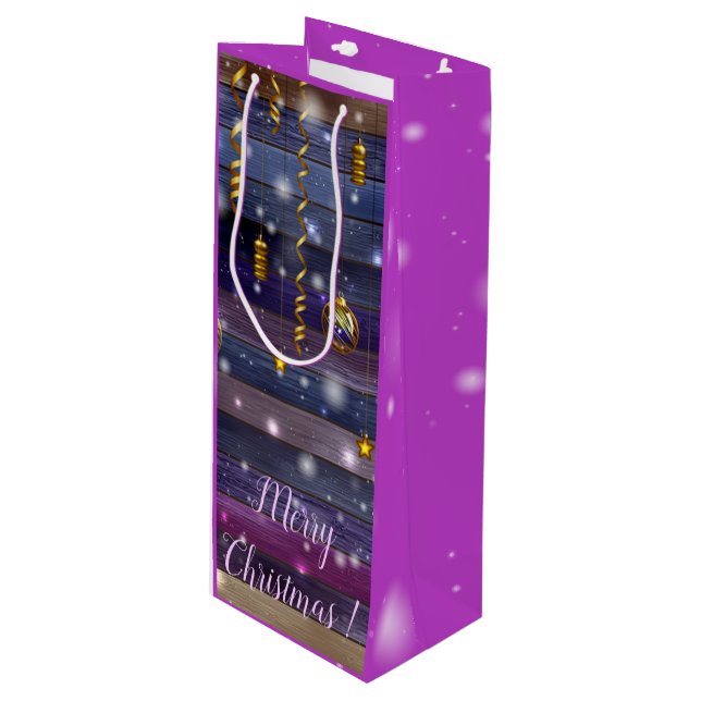 Sac Cadeau Pour Bouteille Violet vintage (Devant Angle)