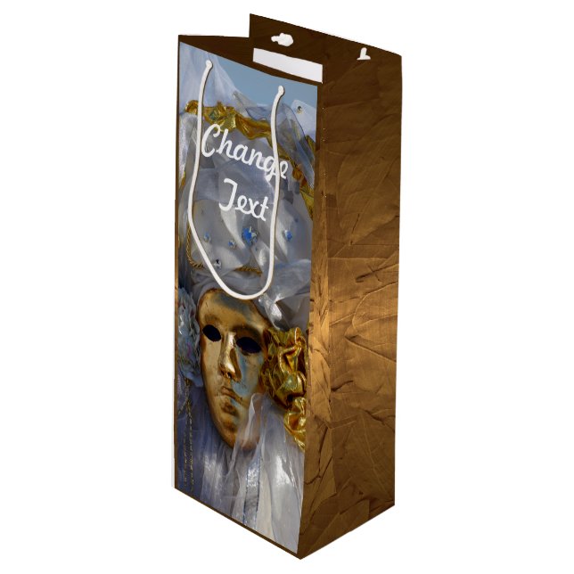 Sac Cadeau Pour Bouteille Visage d'or (Devant Angle)