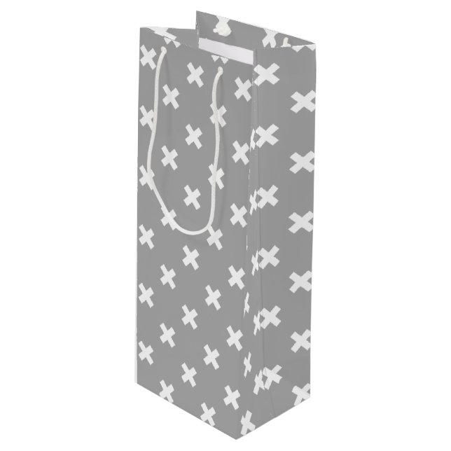 Sac Cadeau Pour Bouteille White cross stitches (Devant Angle)