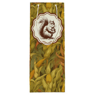 Sac Cadeau Pour Bouteille William Morris Automne Maïs Écureuil