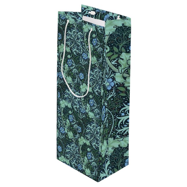 Sac Cadeau Pour Bouteille William Morris Motif d'algues (Devant Angle)