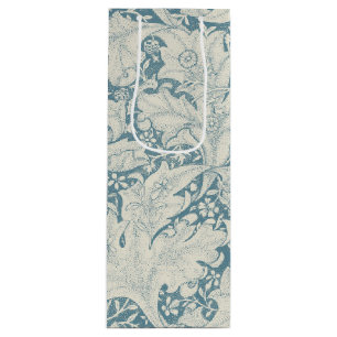 Sac Cadeau Pour Bouteille William Morris Wallflower bleu damas floral