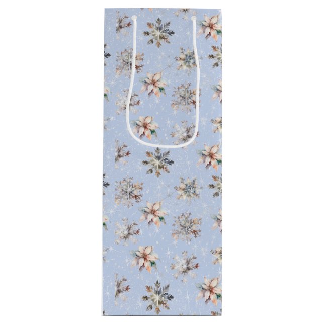 Sac Cadeau Pour Bouteille Winter Snowflakes and Sparkles Gift Bag (Devant)